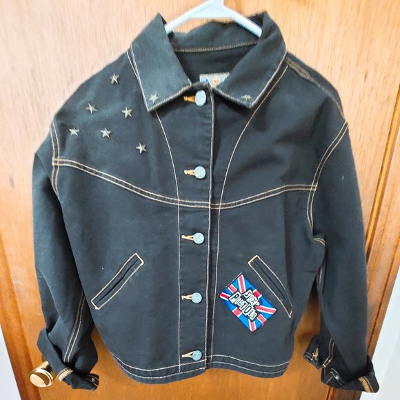 Sex Pistols Denim Jean Jacket Star Studded Embroidered Vintage The Limited - Picture 2 of 5